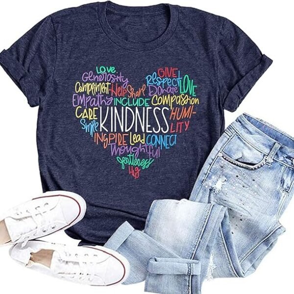 Kindness Shirt for Women Summer Casual Short Sleeve Inspirational Tee Tops